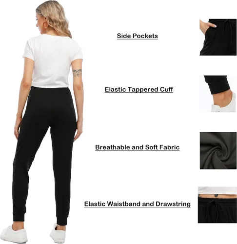 Vista 4 de MCPORO Pantalones deportivos para mujer con bolsillos y cordón para mujer, pantalones de entrenamiento, correr, yoga, sala de estar