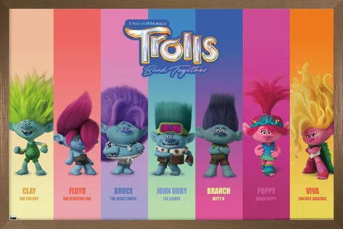 Vista 15 de Trends International Trolls: Band Together - Póster de pared Perfect Harmony, 22.4 pulgadas de largo x 14.7 pulgadas, versión enmarcada de madera