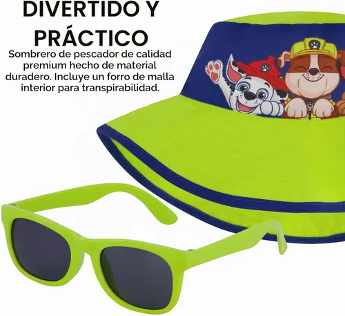 Vista 3 de ABG Accessories Paw Patrol & Mickey Mouse - Conjunto de traje de baño de manga larga para niños, gafas y sombrero de pescador, para niños de 3 a 8