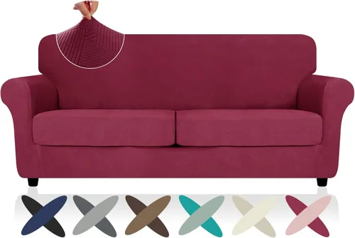 Vista 50 de ZNSAYOTX 2026 Funda de silla a rayas de 2 piezas (79 cm - 117 cm), funda de sillón elástica gruesa con banda elástica antideslizante y lazos