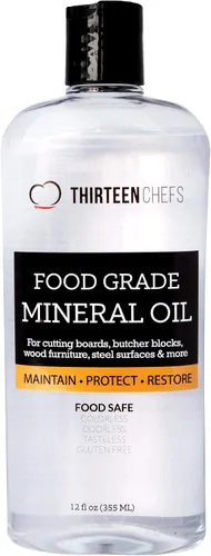 Vista 3 de Thirteen Chefs Aceite mineral – Acondicionador de grado alimenticio de 8 onzas para tabla de cortar madera, encimera y bloque de carnicero