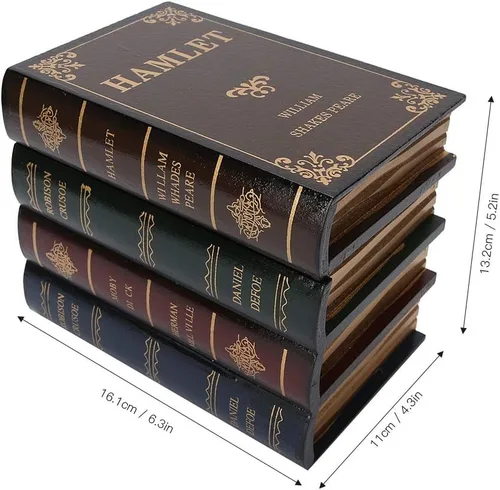 Vista 3 de Caja de almacenamiento en forma de libro de madera Decoración