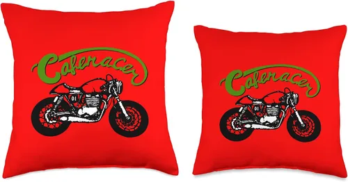 Vista 3 de American Cafe Racer Motorcycle Apparel and Merch Cafe Racer Biker Men Women Adult Teens Boys Girls Kids Youth Throw Pillow, 18x18, Multicolor