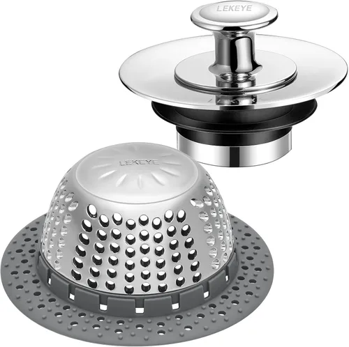 Vista 8 de LEKEYE Captador de pelo para drenaje de ducha/Cubierta de drenaje de bañera/Protector de drenaje para desagües de palanca y normales (Negro)