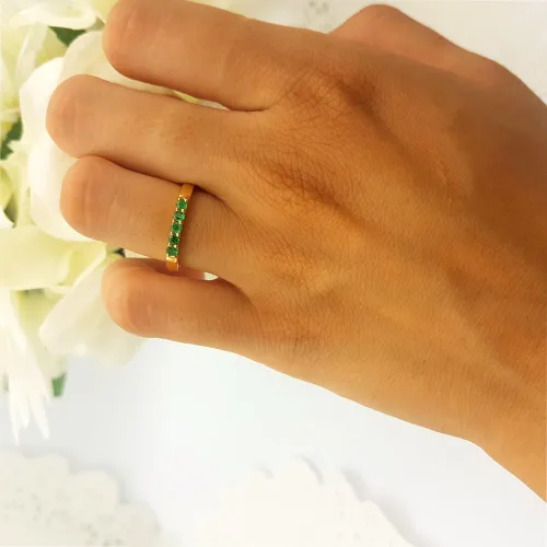 Vista 52 de Dazzlingrock Collection Anillo de boda redondo de 5 piedras preciosas o diamantes para mujer en oro macizo de 10 K/14 K/18 K