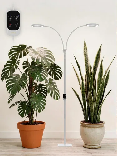 Vista 11 de GLOWRIUM Luces de cultivo para plantas de interior, lámpara de pie LED de espectro completo con soporte de altura y ángulo ajustables, luz