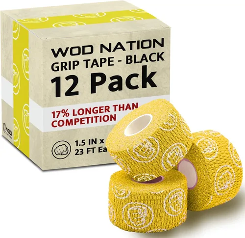 Vista 15 de WOD Nation Flexible Hook-Grip Athletic Tape – Easy-Tear, Sweat-Proof Thumb & Finger Strips for Weightlifting Negro