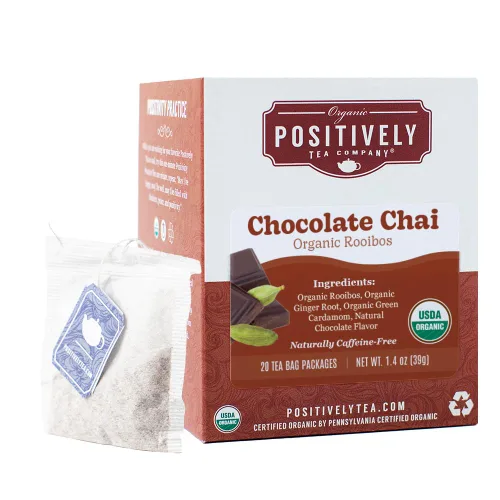 Vista 122 de Bolsas de hojas sueltas para té. Orgánicas por USDA. Positively Tea LLC.