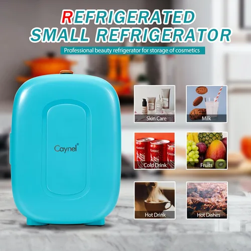 Vista 5 de Caynel - Minirrefrigerador termoeléctrico portátil (4 L/6 latas), CA/CC, enfriador y calentador para cosméticos, alimentos, bebidas y maquillaje