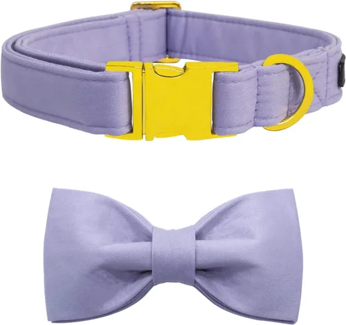 Vista 36 de Collar de perro a cuadros de búfalo amarillo otoñal con pajarita elegante Otoño-Lazo-Cuadros Amarillo