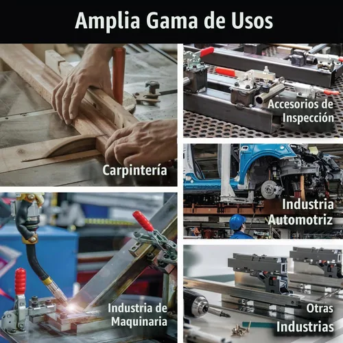 Vista 6 de POWERTEC Abrazadera de palanca de 4 unidades, capacidad de sujeción de 300 libras, abrazaderas horizontales de liberación rápida 201B con punta