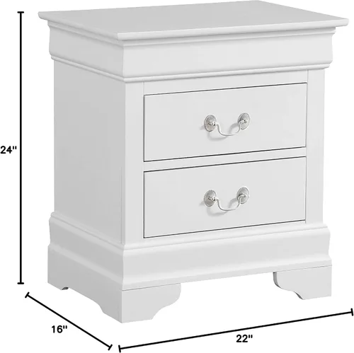 Vista 3 de Glory Furniture Louis Phillipe - Mesita de noche con 2 cajones, color blanco
