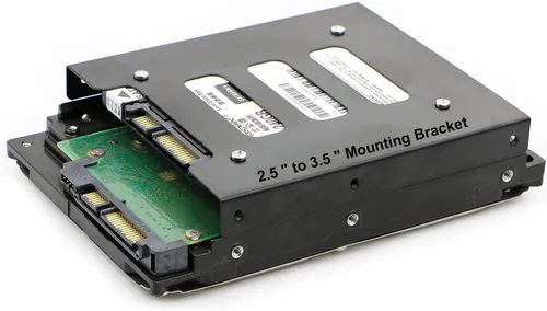 Vista 3 de Paquete de 2 bahías de disco duro SSD HDD de 2.5" a 3.5" Soporte de soporte de montaje de metal para PC (soporte)