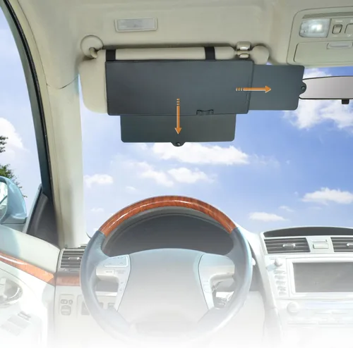 Vista 2 de Extensor de visera de automóvil, extensor de parasol para parabrisas y ventana lateral (negro)