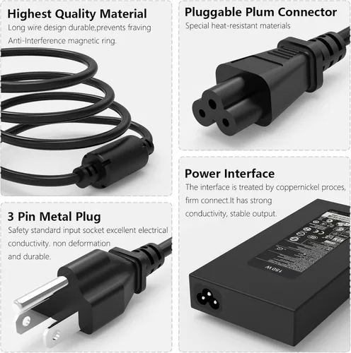 Vista 3 de Cargador adaptador de CA de 150 W compatible con HP ZBook 15 16 17 G3 G4 G5 G6 G7 ZBook Studio15 OMEN x by 15 17 ADP-150XB B 776620-001 917677-003