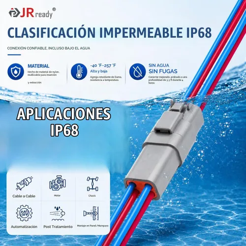 Vista 7 de JRready DW5009-2 Kit de conectores DT, herramienta de crimpado Deutsch con contacto de pasador sólido