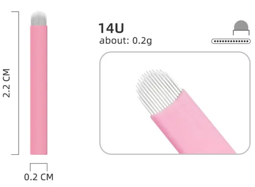 Vista 3 de XIAOYU 50 agujas desechables para microblading de cejas, cuchillas de maquillaje de microcuchillas de tatuaje para suministros de maquillaje
