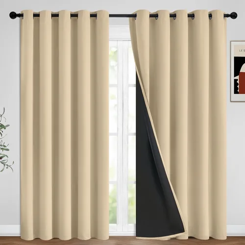 Vista 76 de Yakamok Cortinas negras, cortinas de ventana con aislamiento térmico y eficiencia energética para dormitorio, cortinas opacas completas y cortinas