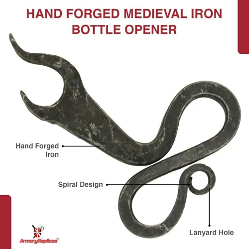Vista 3 de Hierro Forjado A Mano Medieval Abridor de botellas