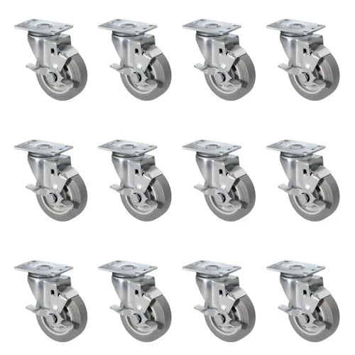 Vista 18 de Ruedas resistentes de 3 pulgadas, ruedas giratorias con frenos, ruedas de placa con rueda de goma para muebles, plataforma, camión, carrito