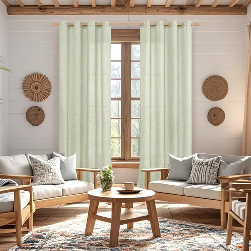 Vista 289 de BGment Cortinas de Lino Beige de 63 Pulgadas de Largo 2 Paneles - Tratamientos para Ventanas con Textura de Arpillera Filtrantes de Luz Cortinas B