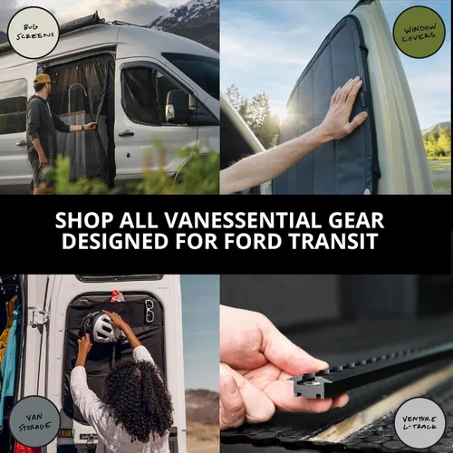 Vista 6 de VanEssential Rejilla completa de malla para puerta trasera, diseñada para furgonetas Ford Transit con techo medio SÓLO - Cierre con cremallera