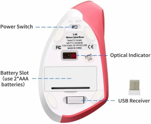 Vista 7 de Sunffice Ratón vertical, mouse vertical ergonómico, ratones ópticos de alta precisión 2.4G 80012001600DPI para PC, portátil, escritorio, Mac
