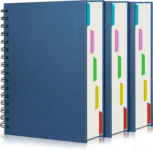 Vista 9 de EUSOAR Cuaderno de 5 materias, 1 pieza A4 de 11" x 8-1/2 pulgadas con espiral rayado universitario, bloc de escritura, 100GSM 120 hojas/240 páginas