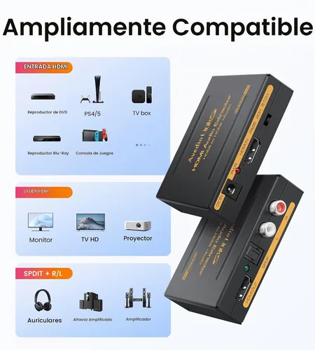 Vista 9 de avedio Links Divisor extractor de audio HDMI 4K, adaptador convertidor de audio HDMI 1080P + Toslink SPDIF óptico + audio analógico estéreo L/R