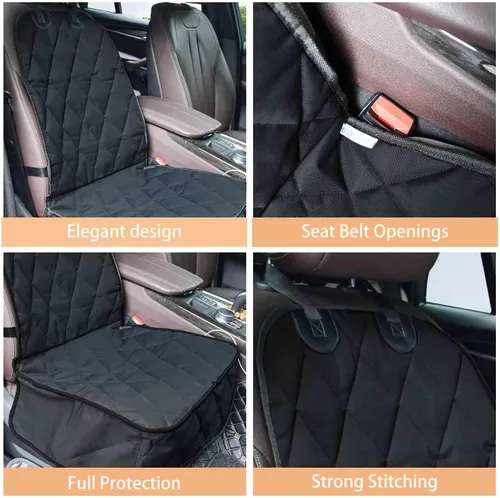 Vista 5 de Funda para asiento delantero de automóvil para perro, impermeable, a prueba de arañazos y antideslizante, duradera para asiento delantero
