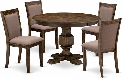 Vista 16 de East West Furniture F2MZ7-748 - Juego de mesa y sillas de cocina de 7 piezas que consta de una mesa redonda de comedor con pedestal y 6 sillas