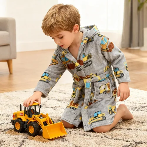 Vista 133 de E.W Apparel Bata de baño de forro polar con capucha para niños, bata suave y mullida para niños pequeños