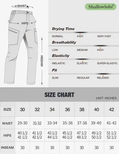 Vista 6 de Shallowlulu Pantalones cargo de senderismo para hombre de secado rápido ligeros resistentes al agua transpirables pantalones de trabajo para hombres