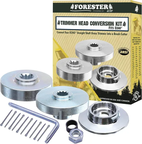 Vista 8 de Kit de conversión para cortasetos FORESTER con cuchilla de 20.3 cm para desbrozadora, gafas de seguridad, tapones para los oídos, guantes, arnés
