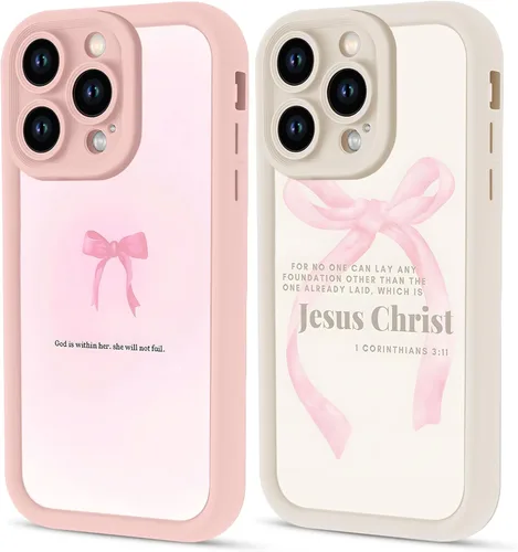 Vista 38 de Paquete de 2 fundas protectoras para iPhone 8 Plus/7 Plus de 5.5 pulgadas con collage de versículos bíblicos de Jesús para mujeres y niñas, diseño