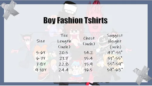 Vista 4 de FNF Camisas Unisex Kawaii Tops 5-10Y