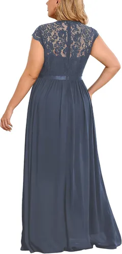 Vista 2 de Miusol - Vestido largo formal de encaje floral para mujer, talla extragrande, para dama de honor