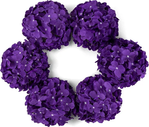 Vista 30 de DuHouse Hortensias artificiales de seda con tallos, hortensias falsas para bricolaje, centro de mesa de boda, decoración del hogar, paquete de 6