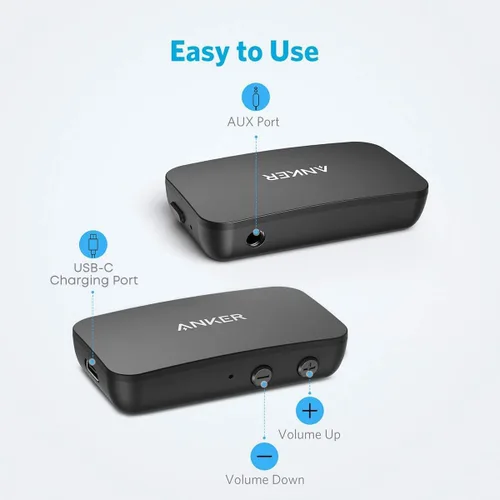 Vista 11 de Anker Soundsync - Receptor Bluetooth para transmisión de música con Bluetooth 5.0, conexión de dispositivo doble, llamadas manos libres, duración