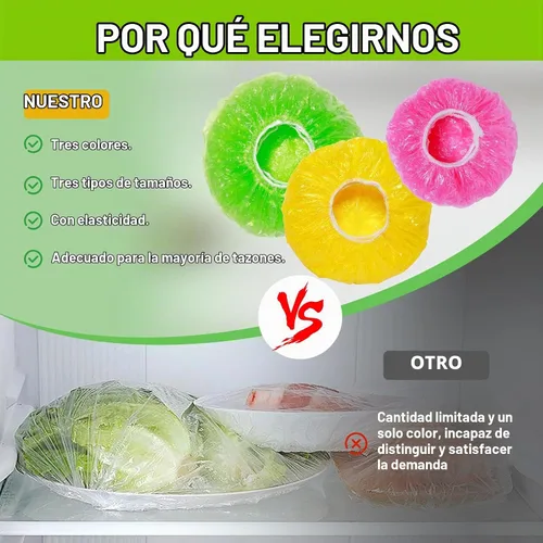 Vista 3 de Mwellewm 60 fundas elásticas para tazones Saran Wrap de plástico