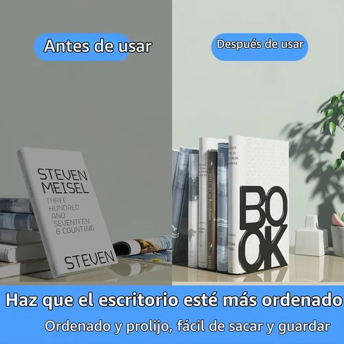 Vista 3 de Extremos para libros, soportes para libros para estantería, sujetalibros se utilizan para libros, diseño de apariencia única, resistente Negro