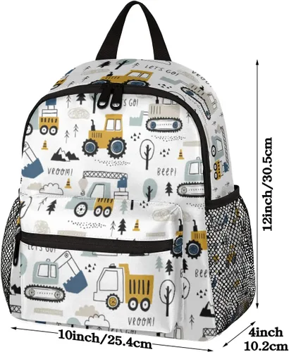 Vista 2 de Mochila para niños pequeños, Monster Truck preescolar, bolsa pequeña y bonita para libros de jardín de infantes, bolsas de viaje para niños y niñas