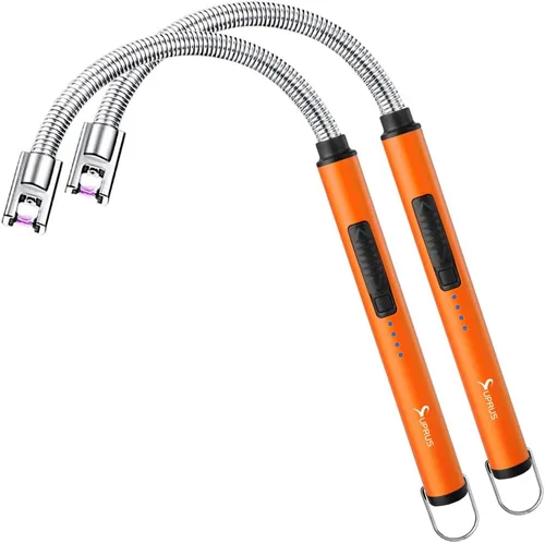 Vista 11 de Encendedor de velas eléctrico SUPRUS USB tipo C recargable, con carcasa de acero y gancho para colgar con cuello flexible de 360° (negro)