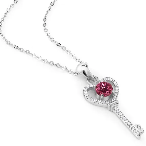 Vista 36 de Gem Stone King Collar con dije de llave de corazón para mujer, plata de ley 925, piedra natal de piedras preciosas, redondo de 0.197 in, con cadena