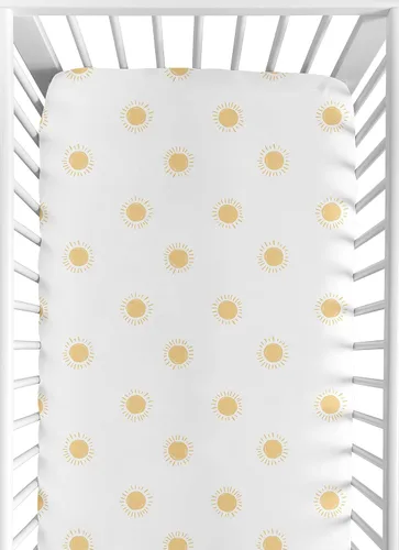 Vista 7 de Sweet Jojo Designs Mini sábana bajera para cuna para bebé (blanco y amarillo bohemio) para niñas o niños, guardería de recién nacidos/bebés, patios