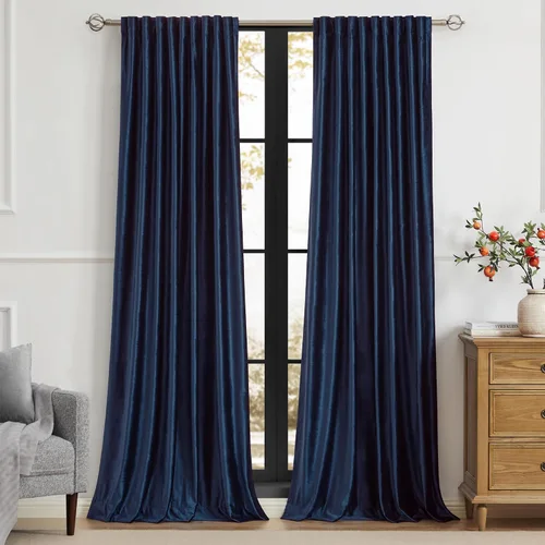 Vista 21 de PRIMROSE Cortinas de terciopelo champán de 63 pulgadas de largo para sala de estar, juego de 2 paneles opacos, bolsillo para barra, pestaña trasera