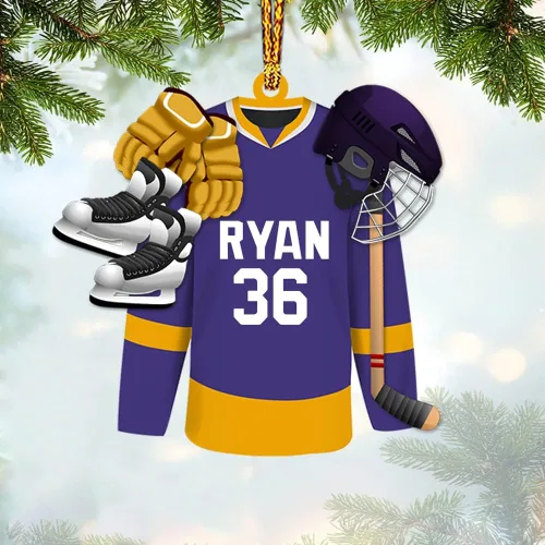 Vista 5 de Adorno acrílico de hockey personalizado 2026, decoración personalizada para árbol de Navidad, regalo único de recuerdo festivo para jugadores