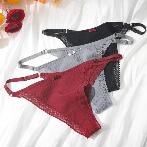 Vista 7 de Aijolen Tanga de algodón para mujer, ropa interior ajustable para mujer, bragas de cintura baja para mujer, no se ven
