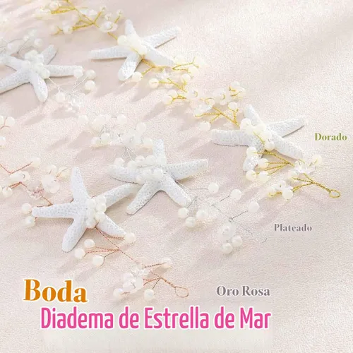 Vista 9 de Unicra Diadema de novia con estrella de mar, diadema de vid y perlas, accesorios para el cabello de boda en la playa, accesorios para el cabello