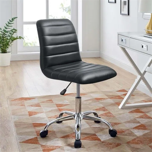 Vista 2 de Hawthorne Collections Silla de oficina giratoria de escritorio para computadora con respaldo medio sin brazos en negro